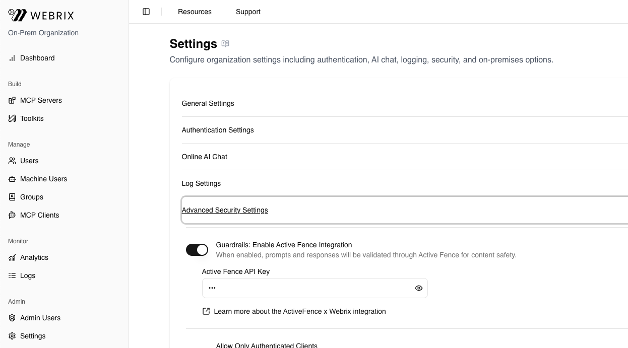 Guardrails Settings
