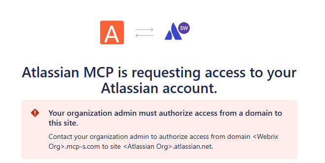 Atlassian domain authorization error