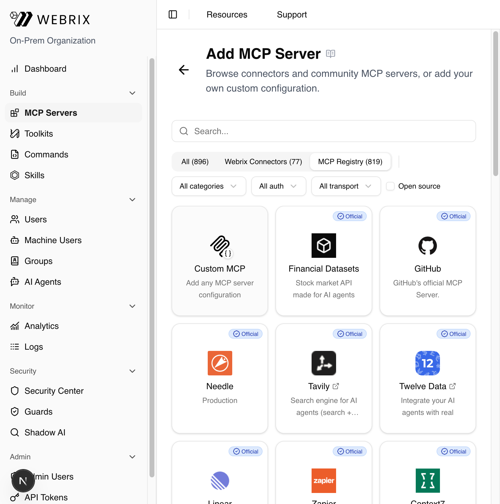 Add MCP Server – MCP Registry tab