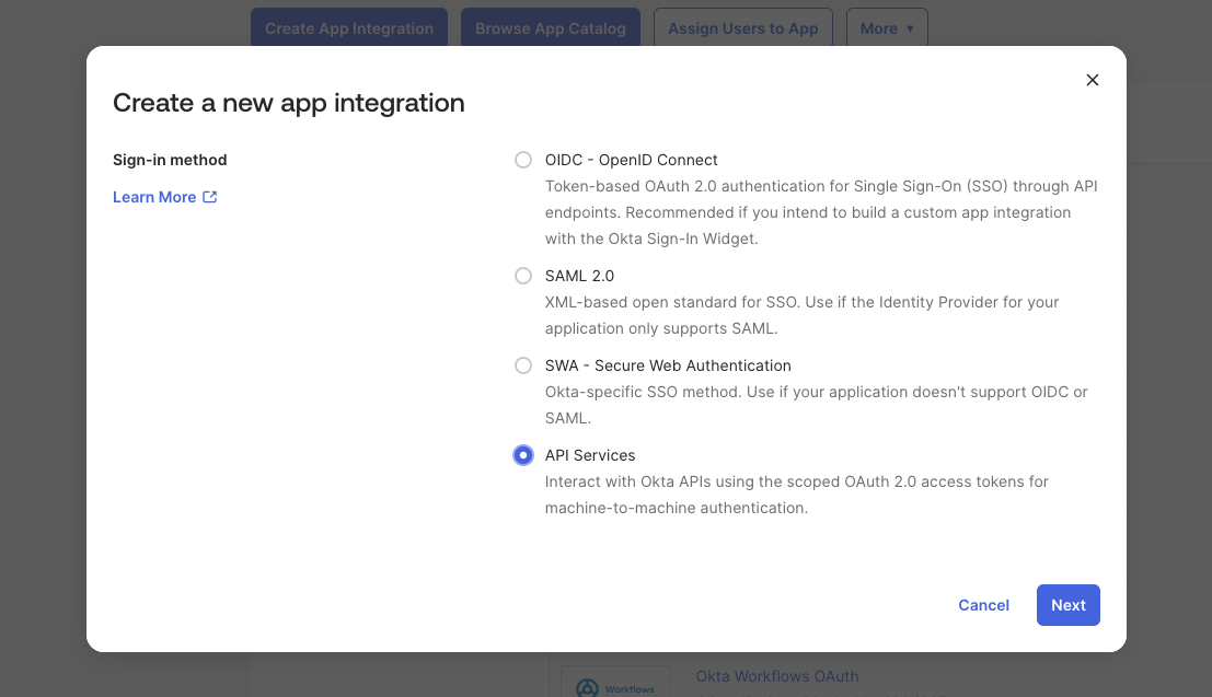 Okta API Services App