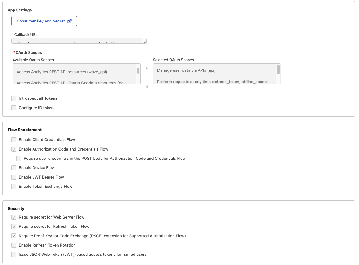 Salesforce OAuth Settings