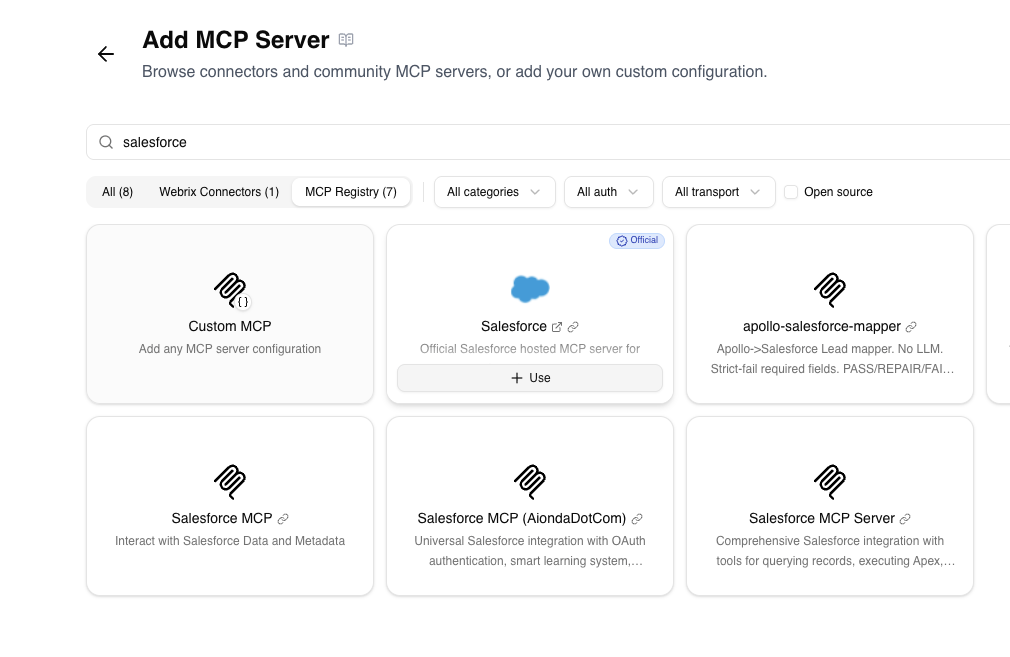 Salesforce in Webrix Registry