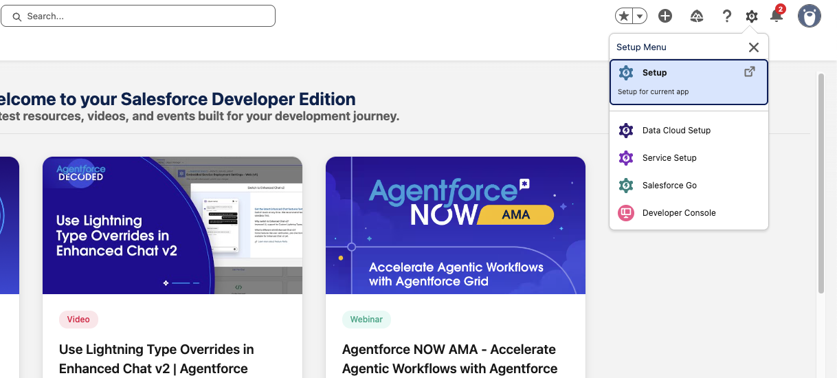 Salesforce Setup menu
